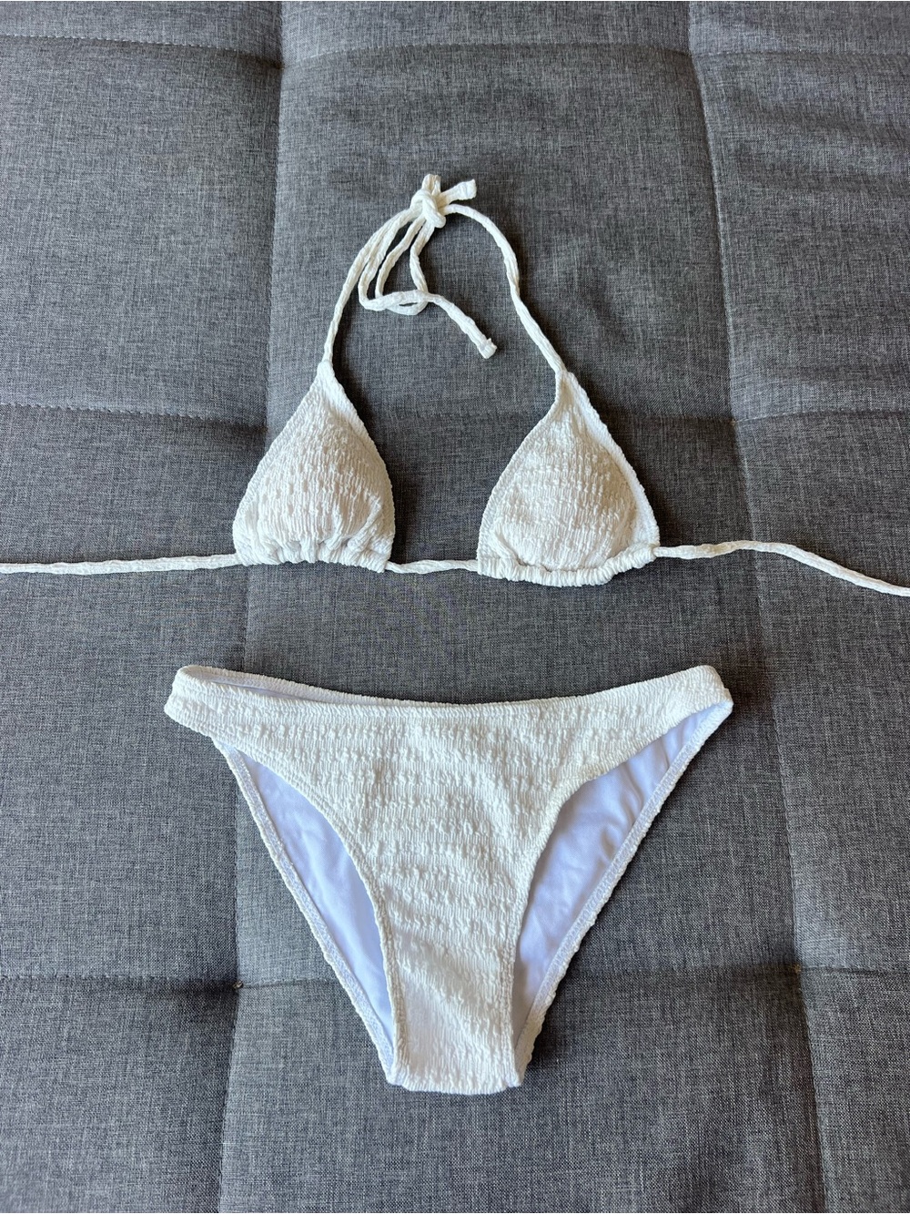 NEW Women's White Textured Triangle Bikini Set